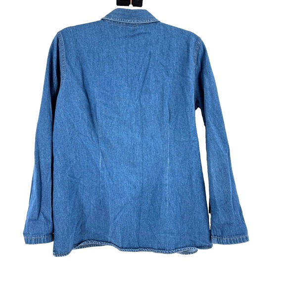 C.M.C Color Me Cotton Chambray Denim Button Front Shirt Women's Large USA Made - Picture 2 of 7
